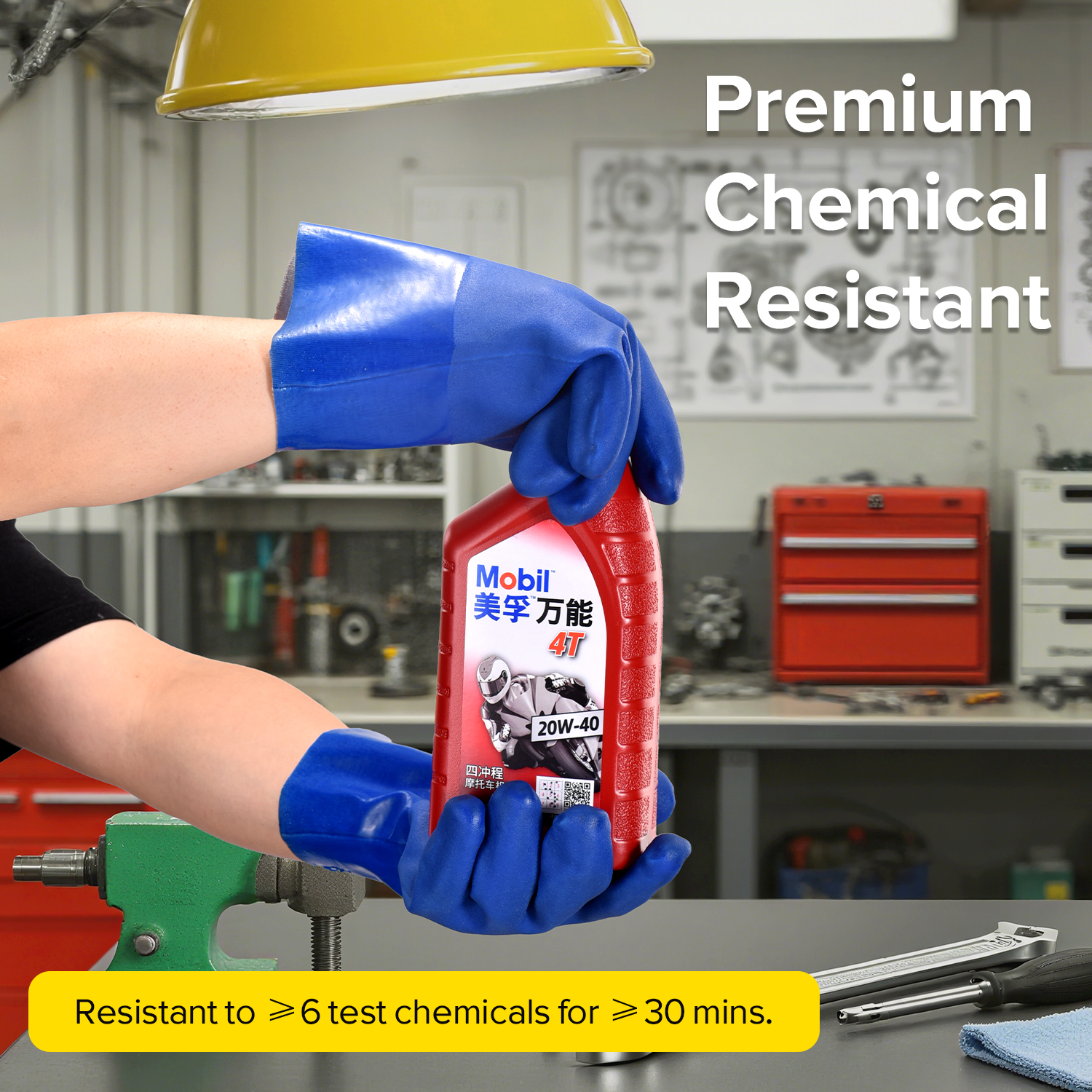 Chemikalien- und ölbeständige Arbeitshandschuhe GSP0211 Blau