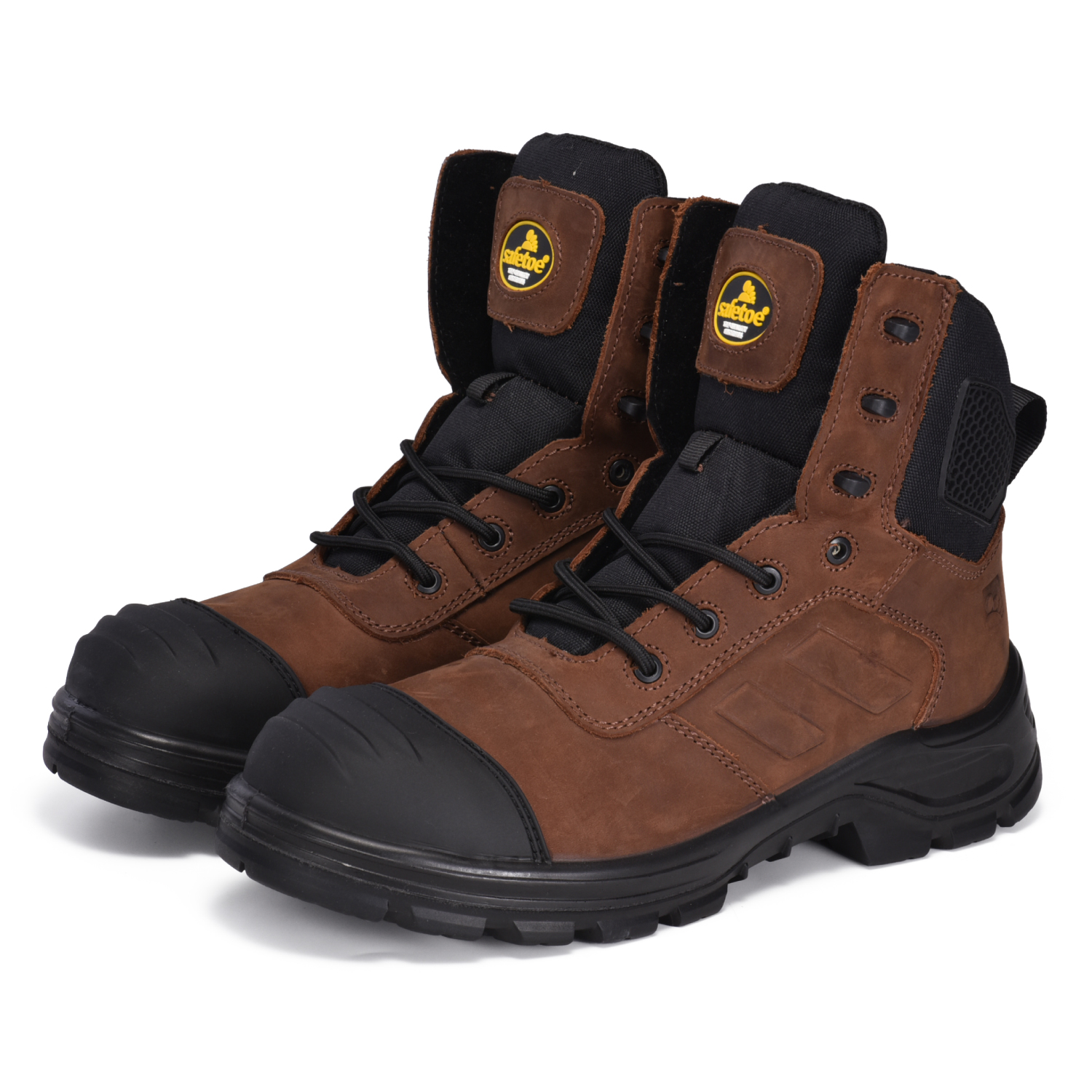 Hochwertiges Zip-Design Nubuck Cow Leatther Bauarbeit Stiefel M-8578 Brown