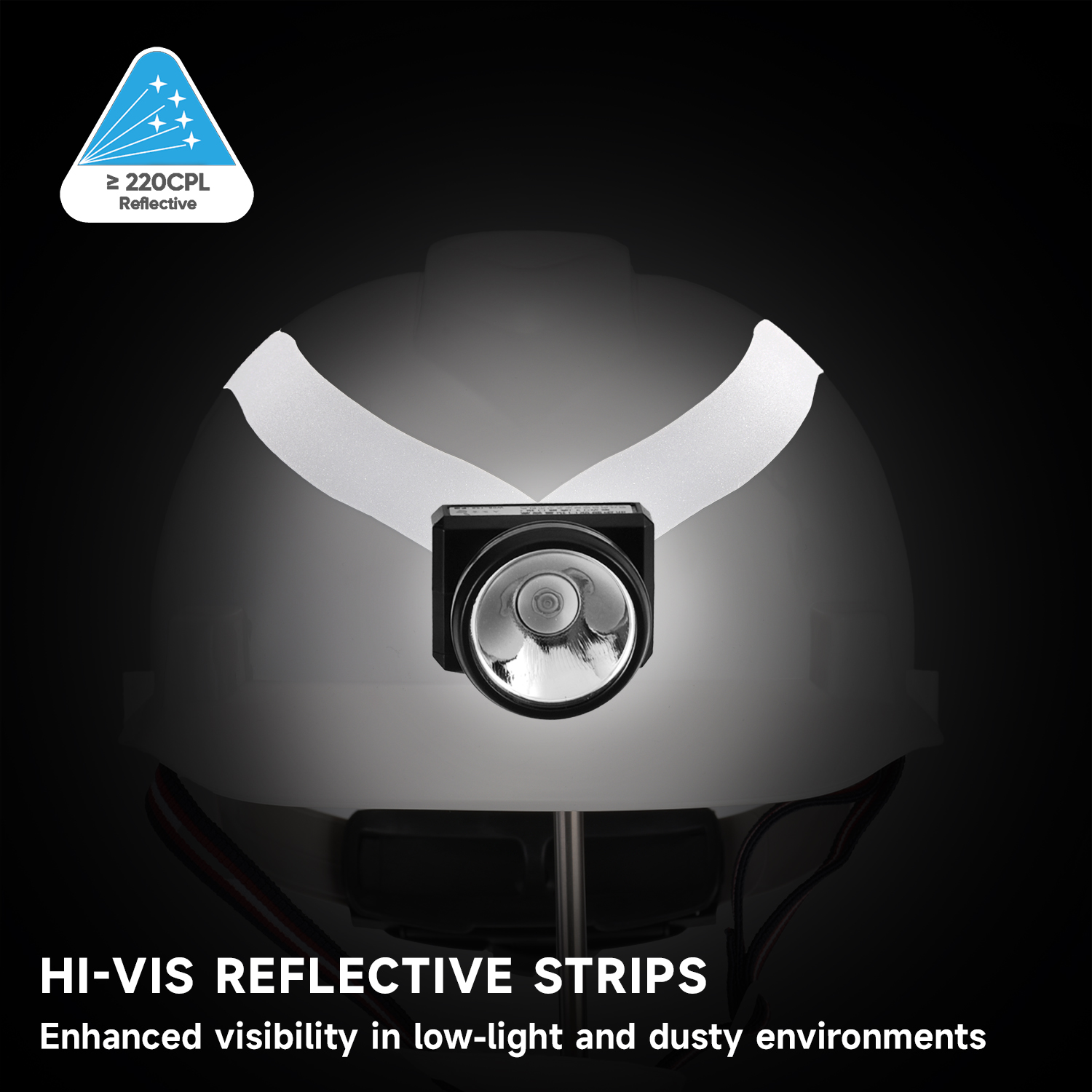 Sicherheitshelm für unterirdische Versorgungsunternehmen mit Scheinwerfer und reflektierenden Streifen