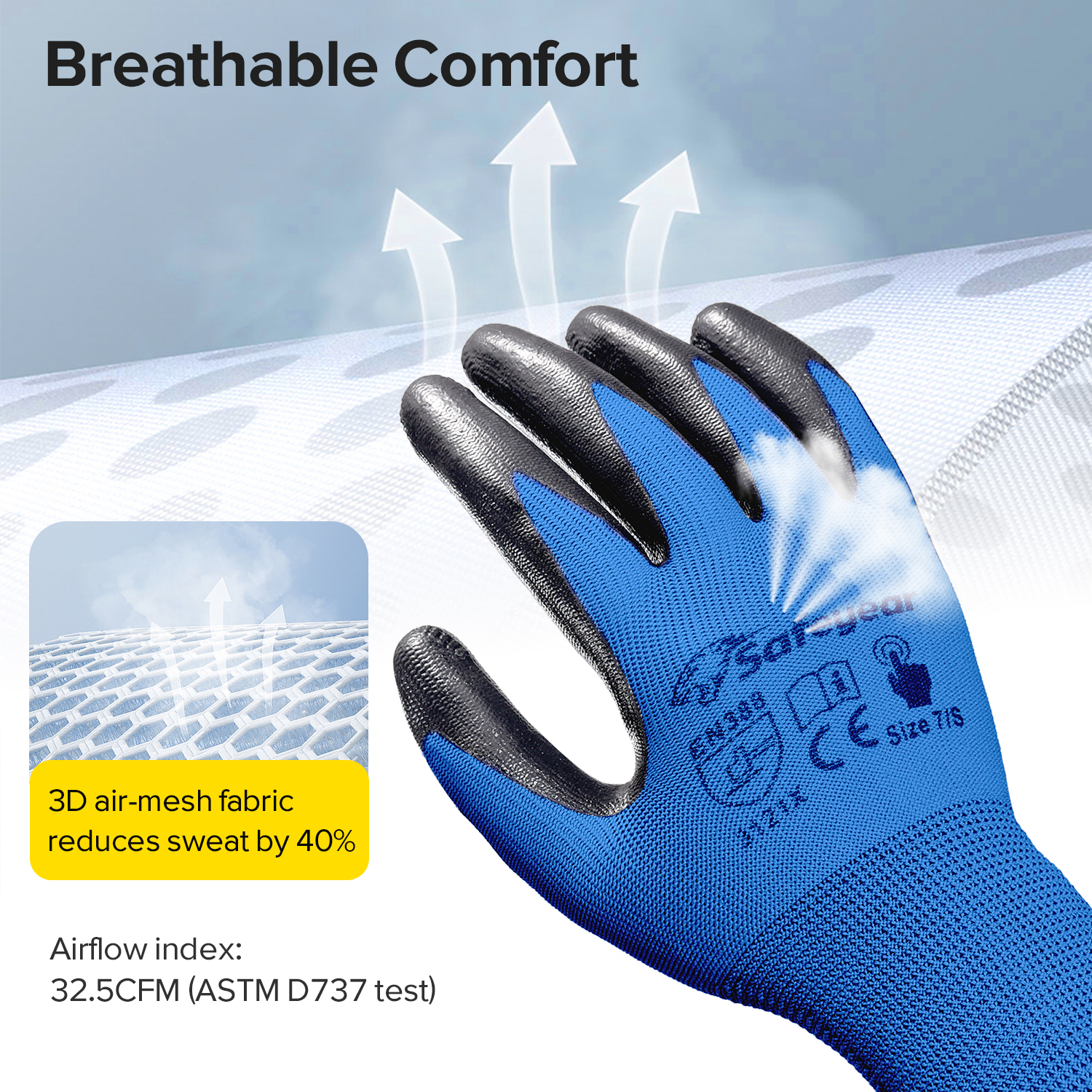 EN 388 3121X Schutzhandschuhe für Montage und Lagerhandhabung N1552 Guarder Max Blau