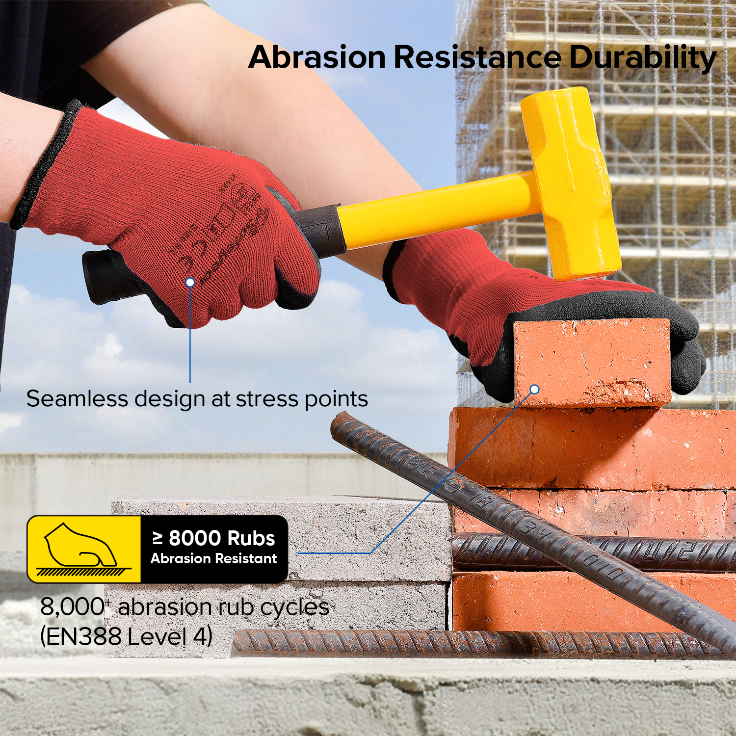 Latexbeschichtete Sicherheitsarbeitshandschuhe LY-3013 Grip Guarder Rot