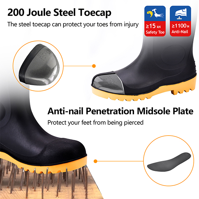 Black Wellington Safety Boots W-6037