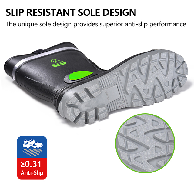 Wasserdichte S5-Stahlzehen PVC-Stiefel W-6055 Aqua Guarder