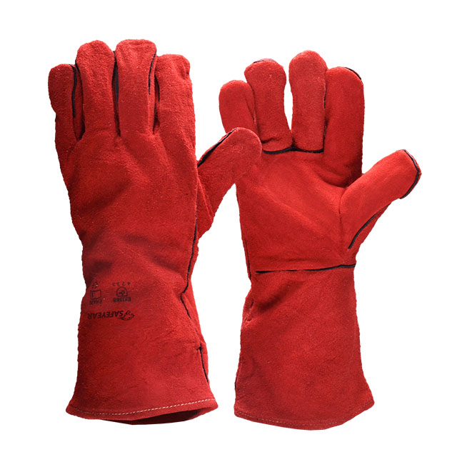 Schweißer-Arbeitshandschuhe aus Leder FS-H24 Rot
