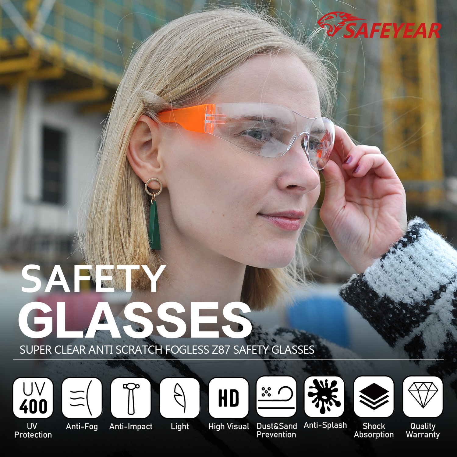 Augenschutzsicherheit Brille SG001 Orange