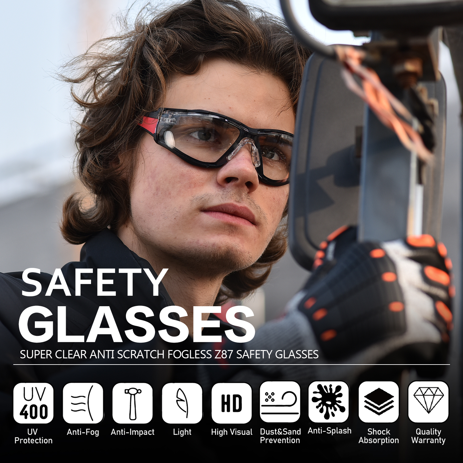  Schutzsicherheitsbrille für Frauen SG037 rot