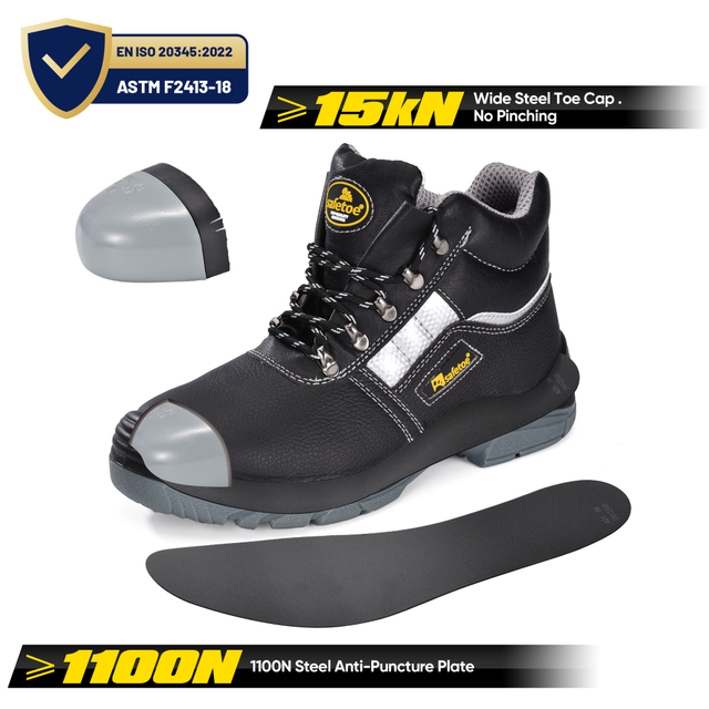 Vortigard ™ Edelstahlplatte Site Black Protective Work Boots M-8027