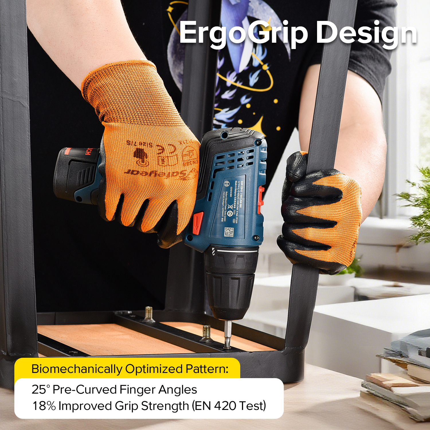 Nitrilbeschichtete Sicherheitsarbeitshandschuhe N1552 Orange