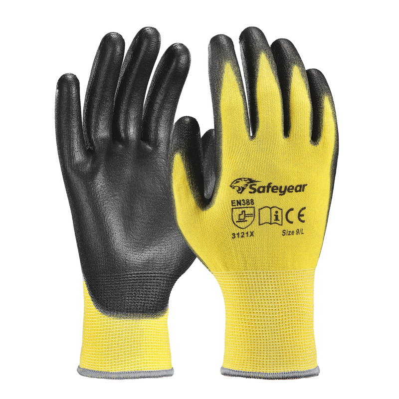 PU beschichtete Hochleistungsarbeit Handschuhe PN8003 Gelb