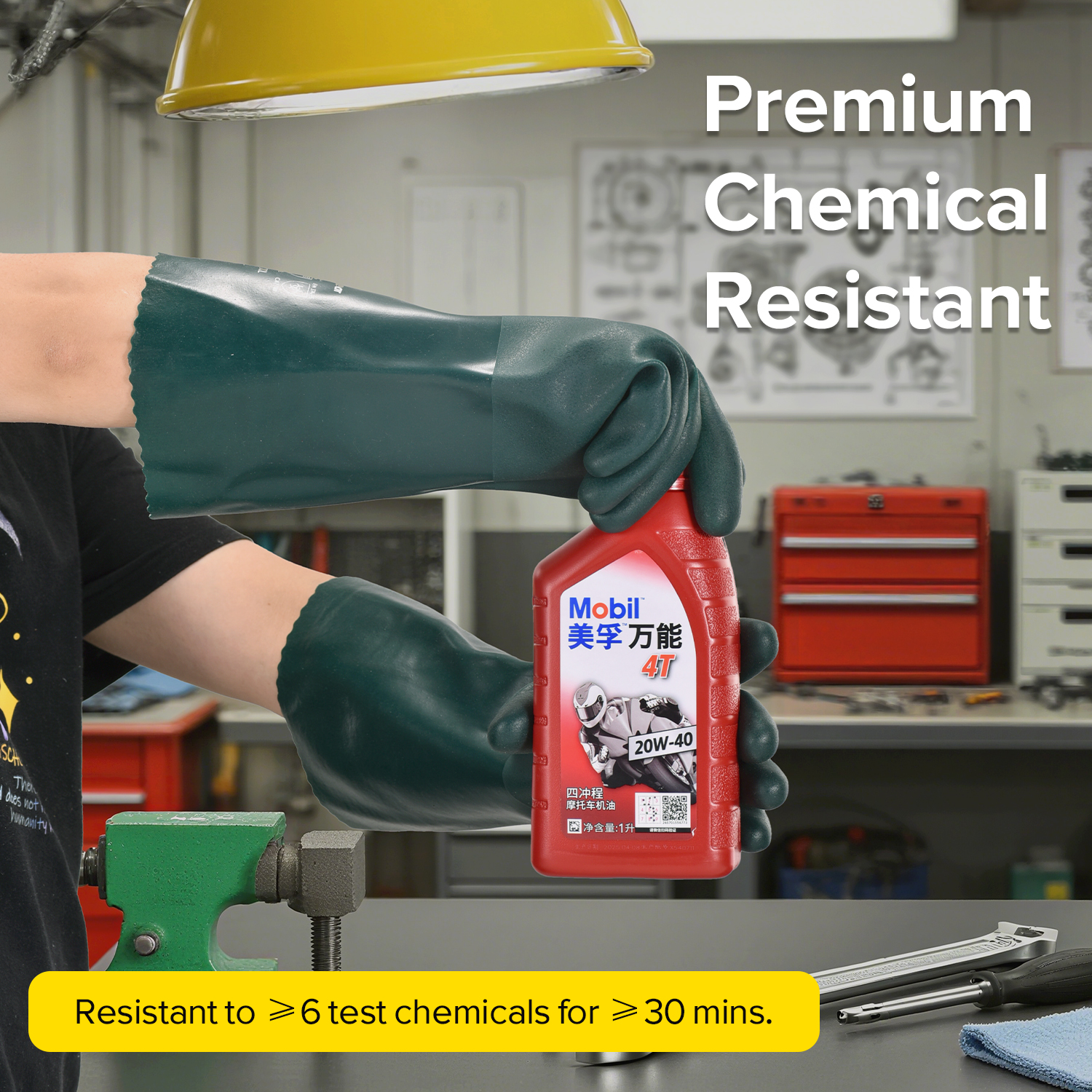 Chemikalien- und ölbeständige Arbeitshandschuhe GSP0211 Grün