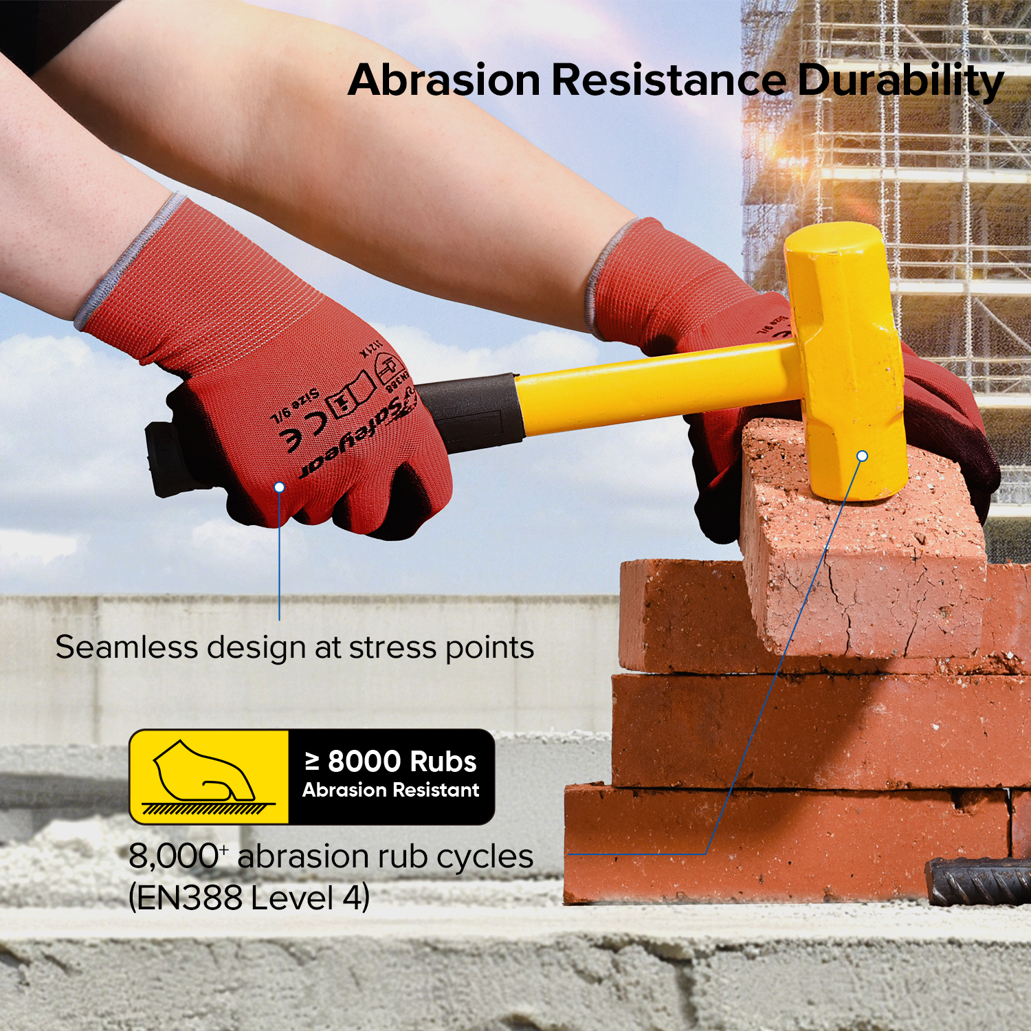 PU-beschichtete Hochleistungs-Arbeitshandschuhe PN8003 FlexShield Work Red 