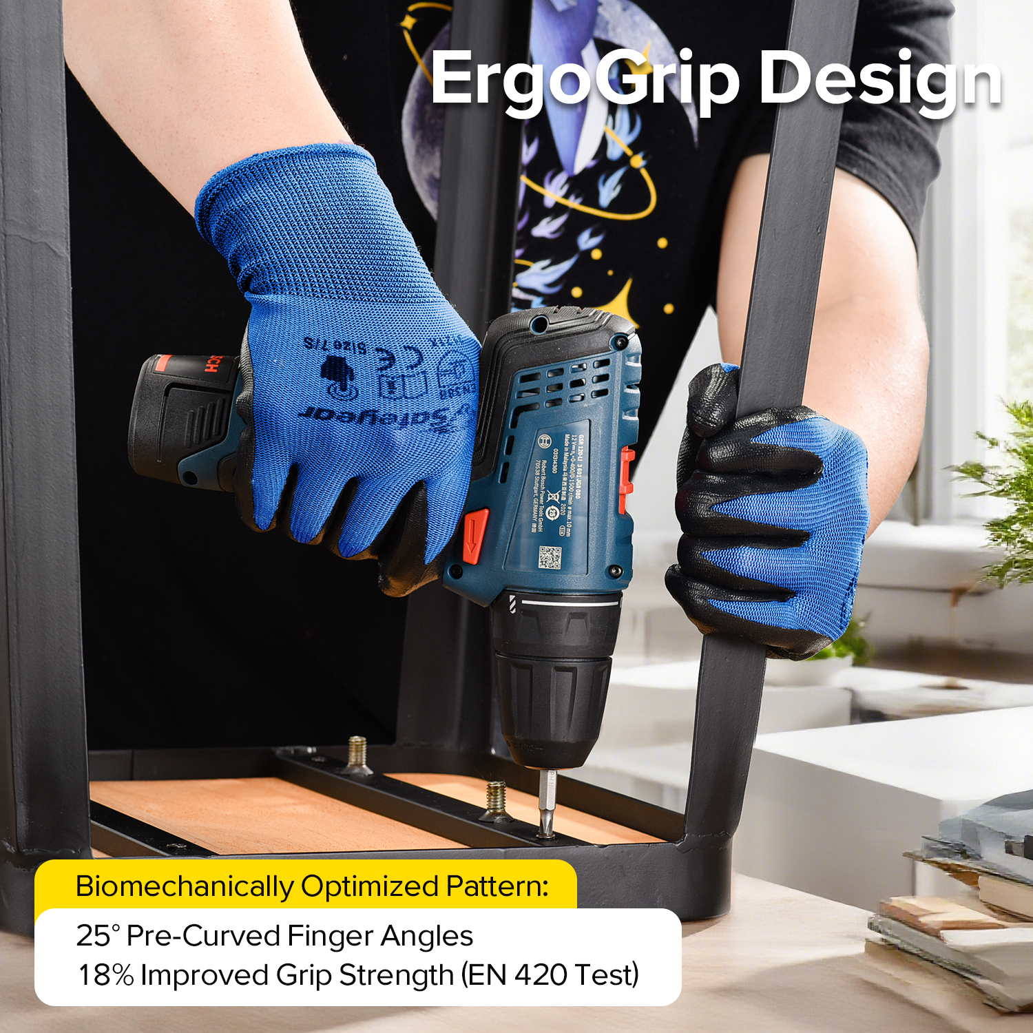 EN 388 3121X Schutzhandschuhe für Montage und Lagerhandhabung N1552 Guarder Max Blau