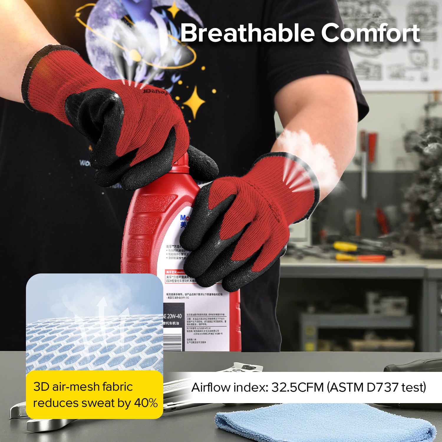 Latexbeschichtete Sicherheitsarbeitshandschuhe LY-3013 Grip Guarder Rot