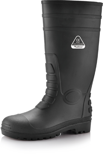 Wasserdichte Gummi-Gummi-Stiefel W-6038 Schwarz