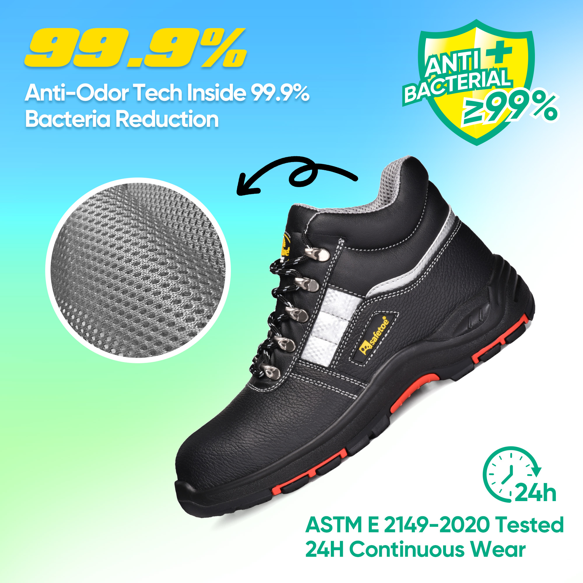Hochwertige Arbeitssicherheitsschuhe mit Stahlkappe und hitzebeständiger PU/Gummisohle | M-8027PRST