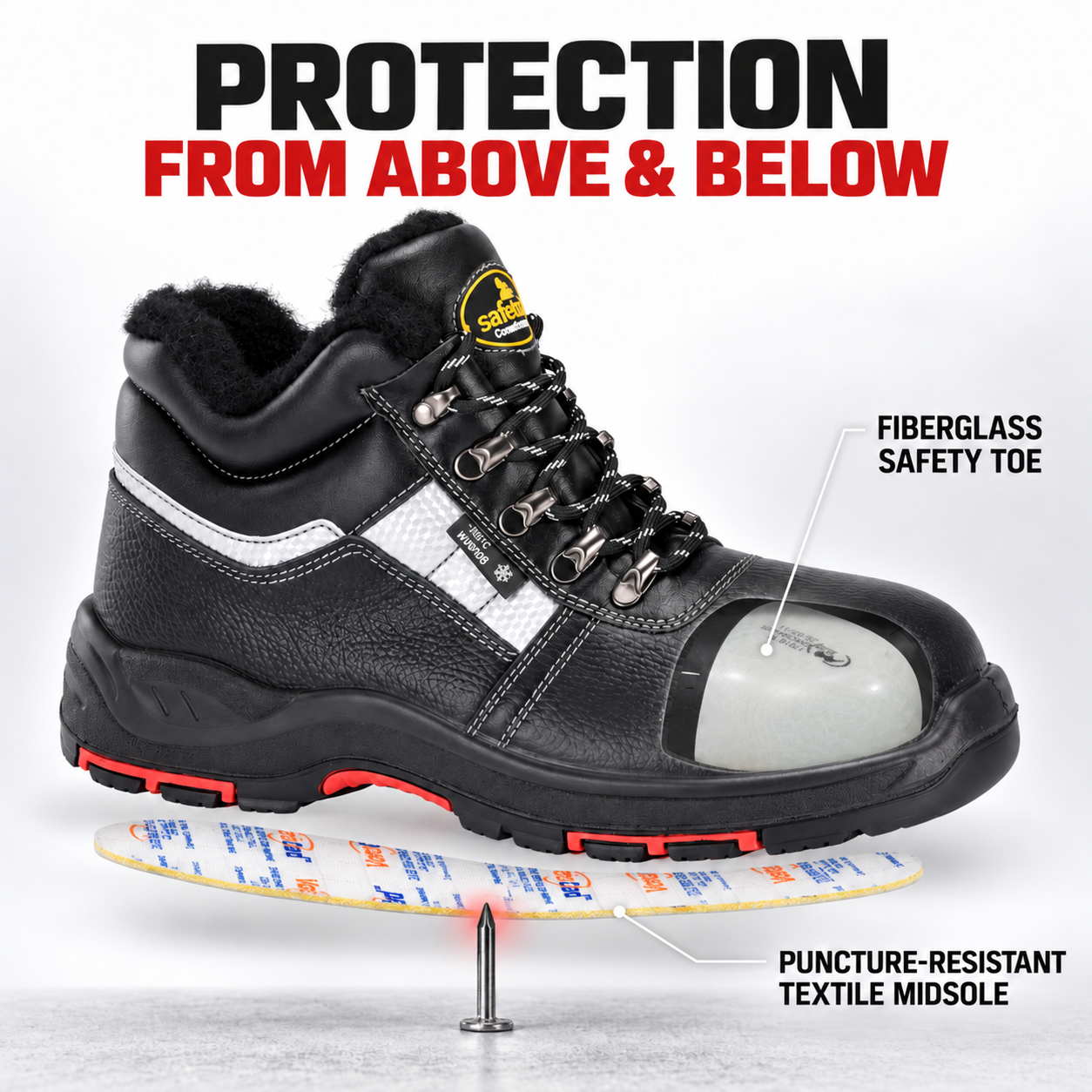 Isolierte Winter-Sicherheitsstiefel mit warmem Wollfutter | M-8027 IceShield