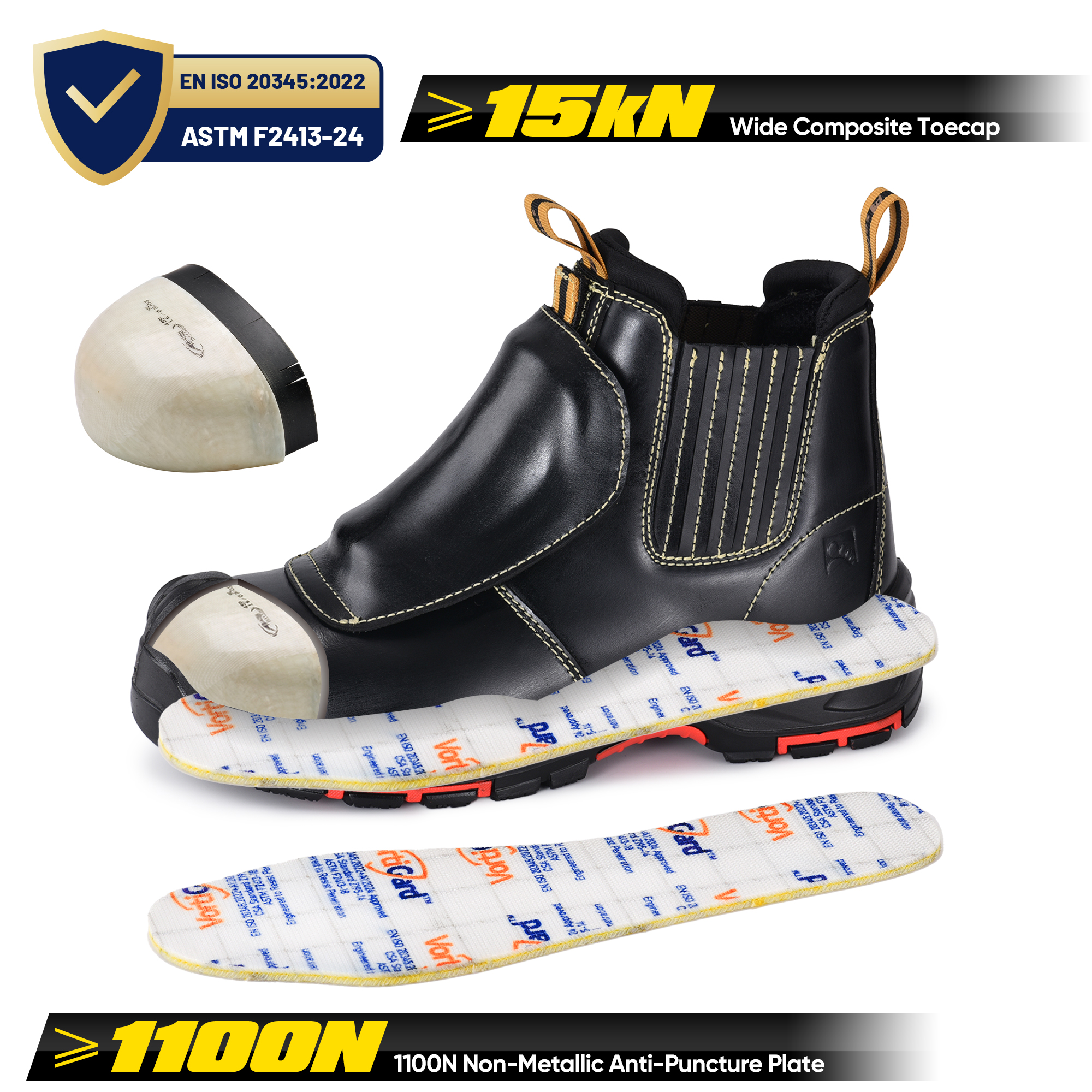Schweißarbeitsstiefel, Bergbau-Sicherheitsstiefel, metallfrei | M-8025NBK MP