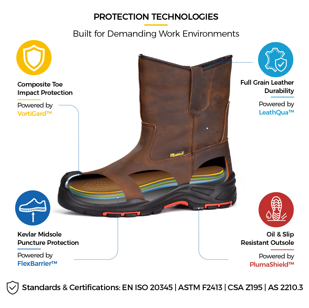 Safetoe H-9441 Fall Grain &Ouml;l- und Gas-Sicherheitsstiefel aus Leder mit Zehen aus Verbundwerkstoff und durchtrittsicherer Zwischensohle