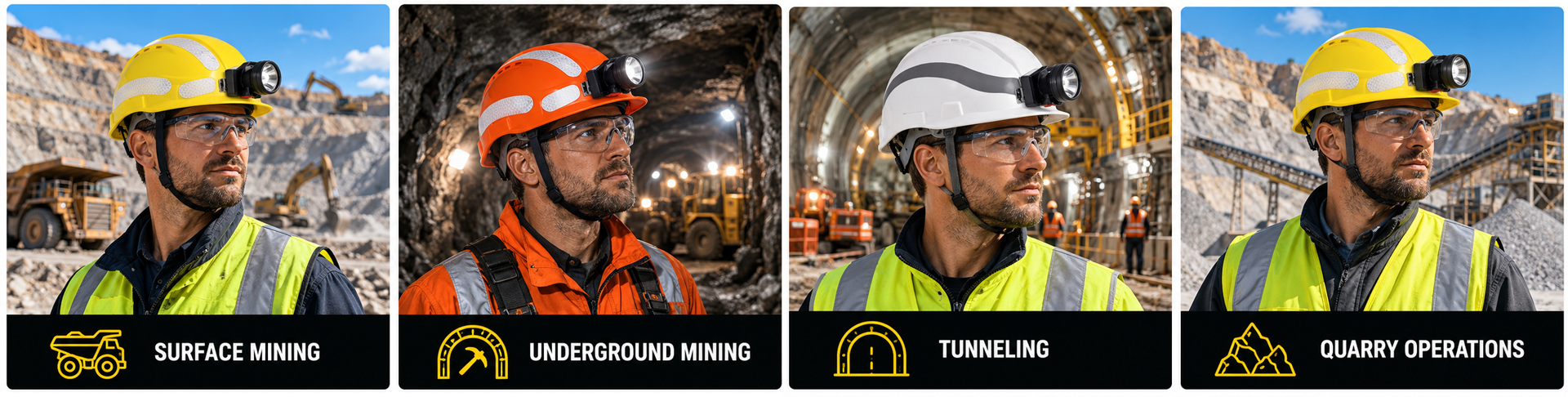 Bergbau-Schutzhelme für Tagebau, Untertagebergbau, Tunnelbau und Steinbruch