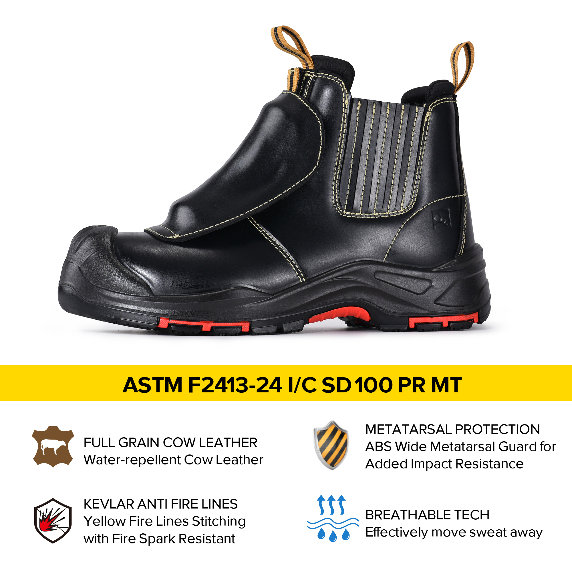 Schweißarbeitsstiefel, Bergbau-Sicherheitsstiefel, metallfrei | M-8025NBK MP