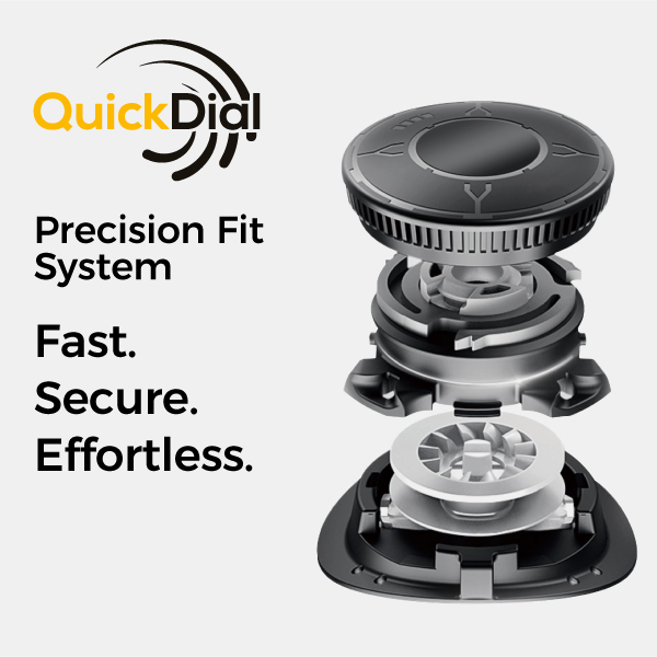 Das passgenaue QuickDial™-Zifferblattverschlusssystem ermöglicht eine schnelle, sichere und mühelose Anpassung des Sicherheitsschuhs