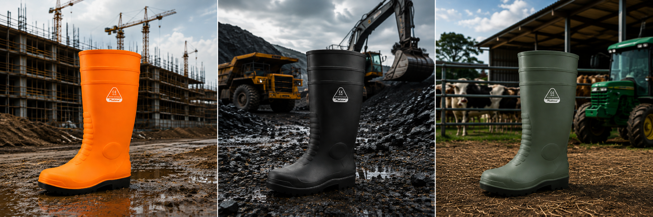 Sicherheitsgummistiefel f&uuml;r Arbeiten im Baugewerbe, im Bergbau und in der Landwirtschaft