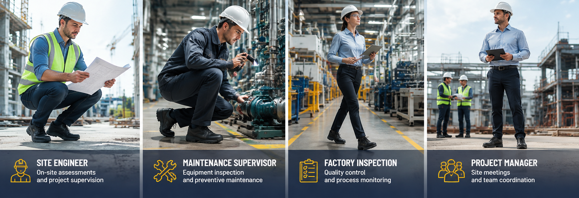 Professionelle Sicherheitsschuhe für Ingenieure, Manager, Vorgesetzte und Wartungsarbeiter im Bau- und Industrieumfeld