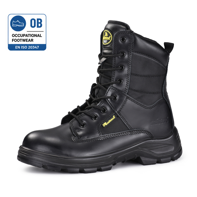 Berufsstiefel im taktischen Stil mit Lederobermaterial und seitlichem Reißverschluss | H-9438 OB
