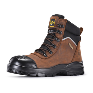 Bergbau-Sicherheitsstiefel mit seitlichem Reißverschluss und Stahlkappe | Einfache Slip-On-Arbeitsstiefel M-8577