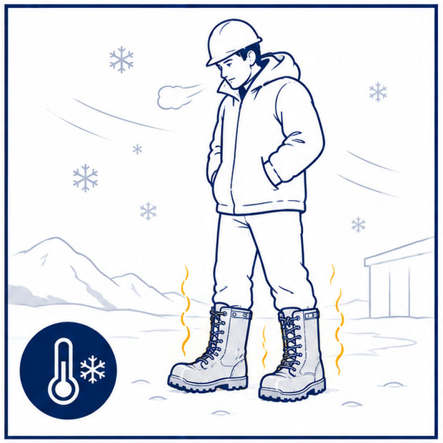 Winterarbeitspl&auml;tze, denen extreme K&auml;lte ausgesetzt ist