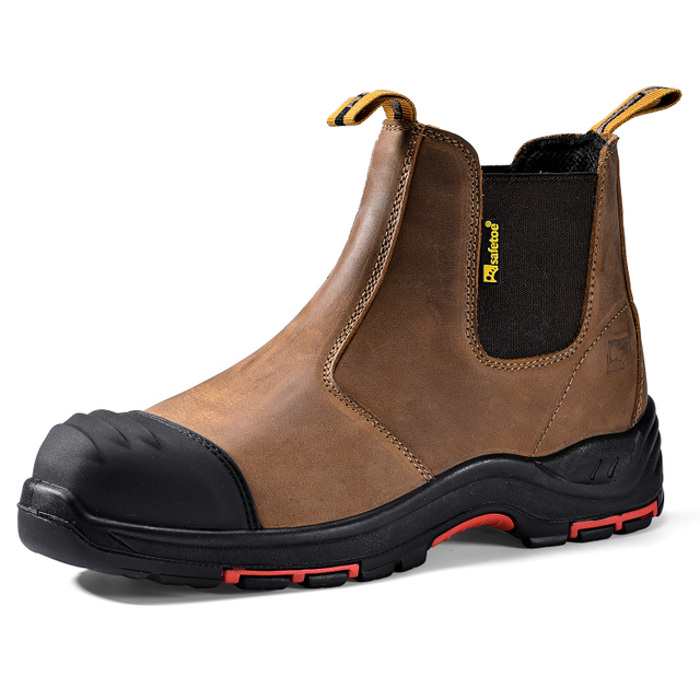 Hochwertige Chelsea-Sicherheitsstiefel aus Leder | Zehen- und Pannenschutz aus Verbundwerkstoff M-8025NB