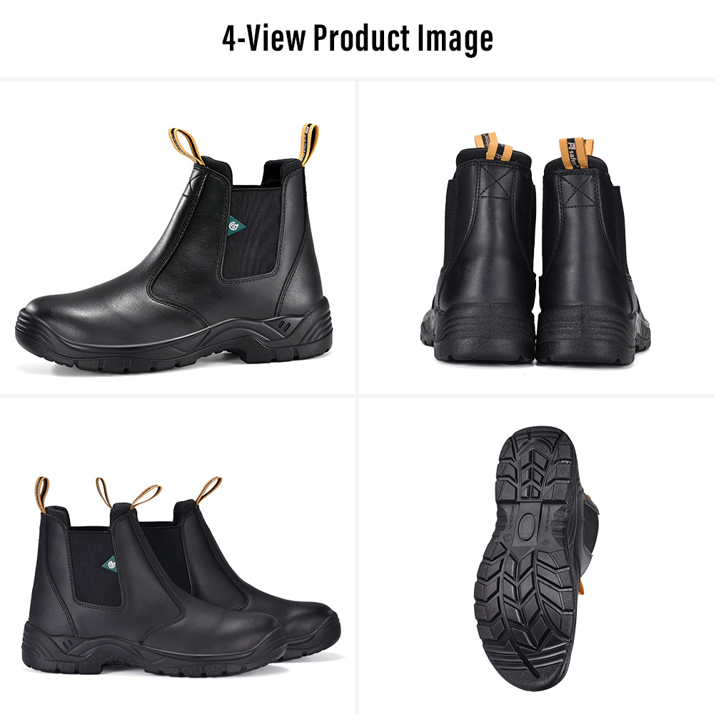 M-8025 CSA-zertifizierte Arbeitsstiefel mit Stahlkappe und gr&uuml;nem Dreieck. Mehransicht 
