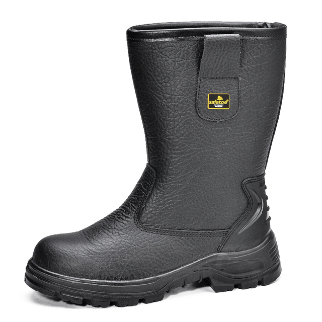 Rigger-Sicherheitsstiefel aus schwarzem Leder mit Stahlkappe | H-9430