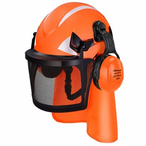 Schutzhelm mit Gesichtsschutz und Ohrenschützer M-5017 Orange