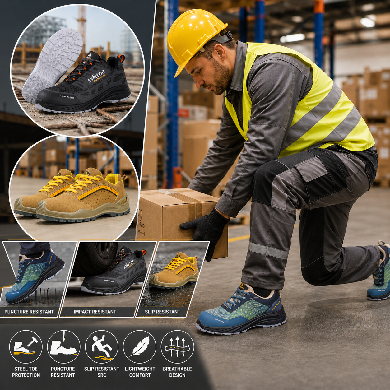 Sicherheitsschuhe und Sicherheitsstiefel | S1 S3 Rutschfeste Arbeitsschuhe mit Stahlkappe