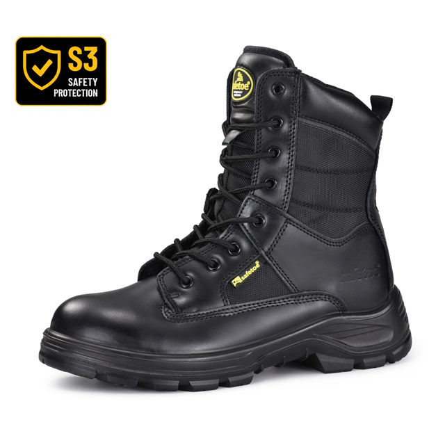 S3-Sicherheitsstiefel im taktischen Stil mit seitlichem Reißverschluss und Obermaterial aus Leder | H-9438 SafeCombat-H