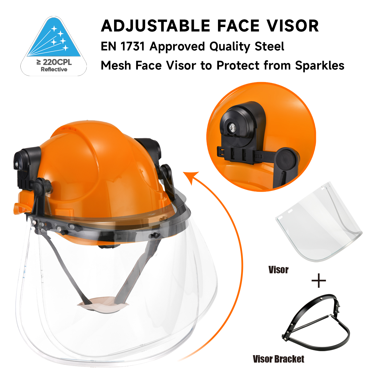 Belüfteter Bauschutzhelm mit Gesichtsschutz W-018V