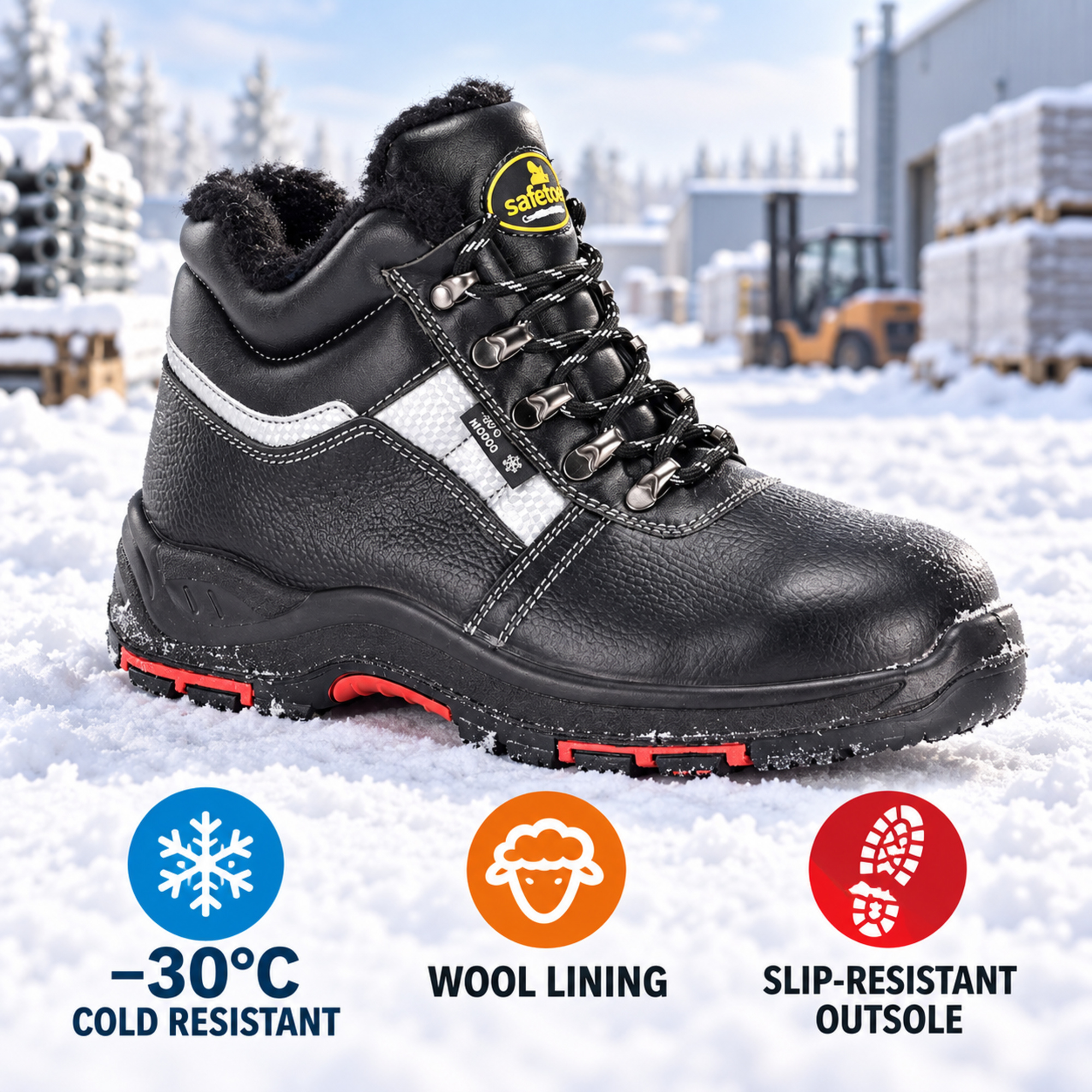 Isolierte Winter-Sicherheitsstiefel mit warmem Wollfutter | M-8027 IceShield