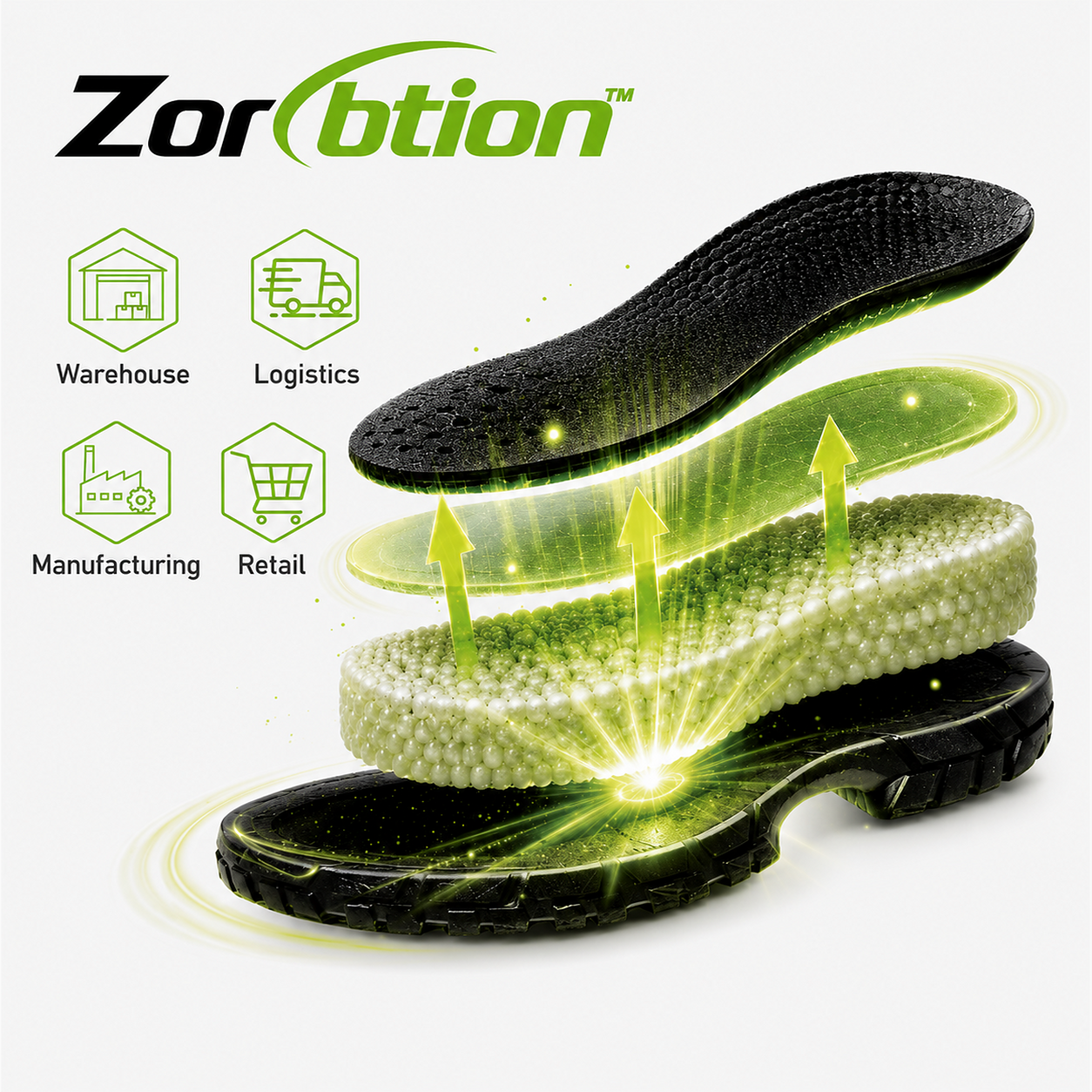 Zorbtion™-Fersend&auml;mpfungssystem zur Sto&szlig;d&auml;mpfung bei Sicherheitsschuhen