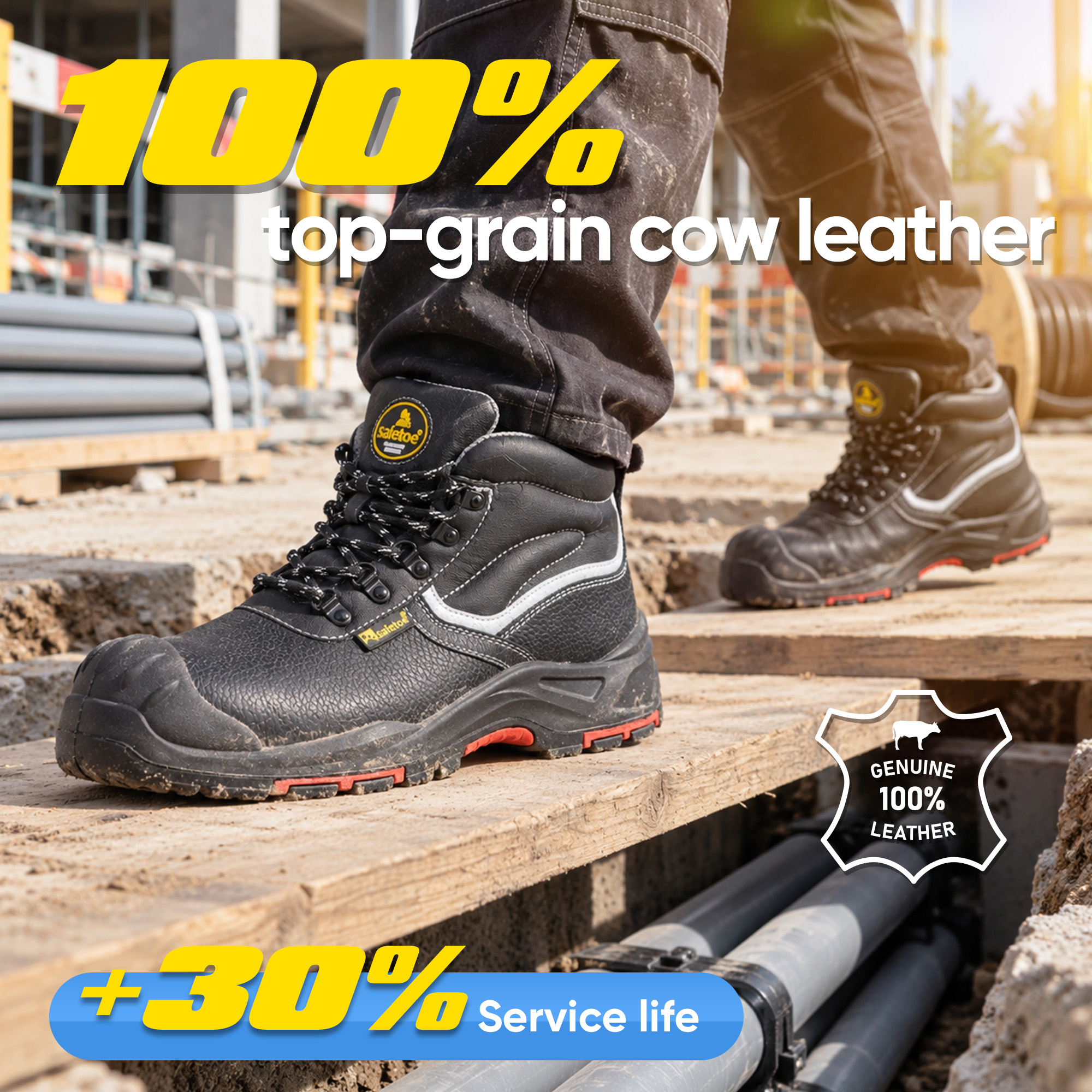 Black Cow zertifizierte Industriebau-Sicherheitsschuhe M-8520PRST SiteShield max
