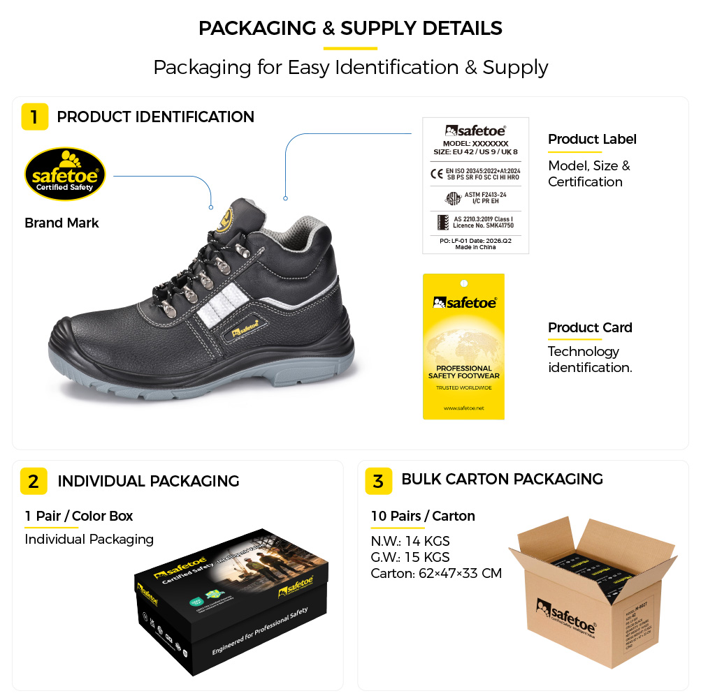 M-8027 WorkGuard Pro Sicherheitsstiefel mit Stahlkappe Verpackung
