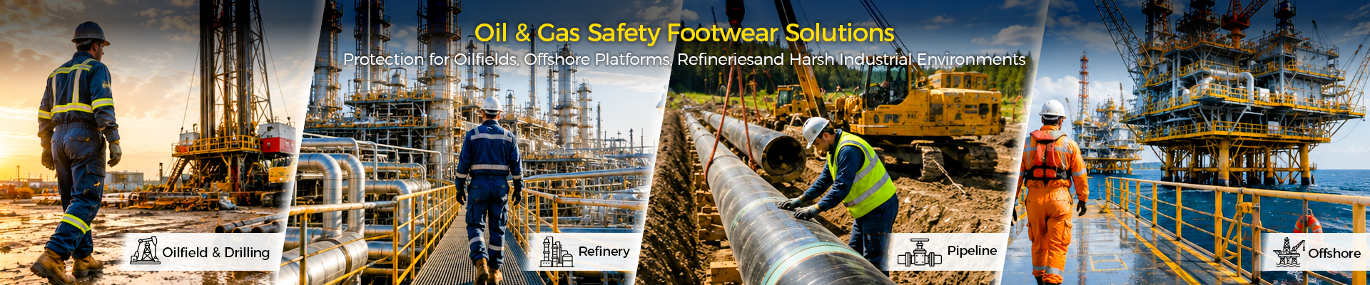 Safetoe Öl- und Gas-Sicherheitsschuhe für Ölfelder, Raffinerien, Pipelines und Offshore-Plattformen