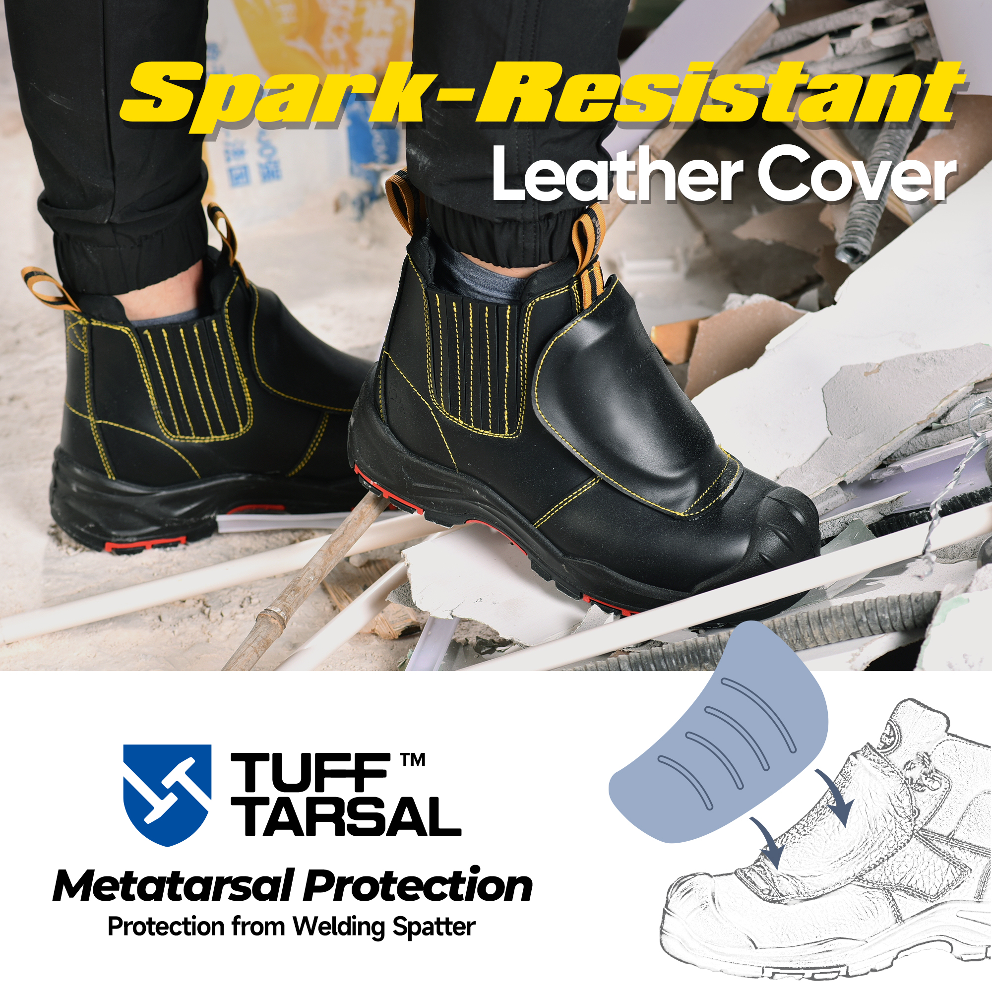 Schweißarbeitsstiefel, Bergbau-Sicherheitsstiefel, metallfrei | M-8025NBK MP