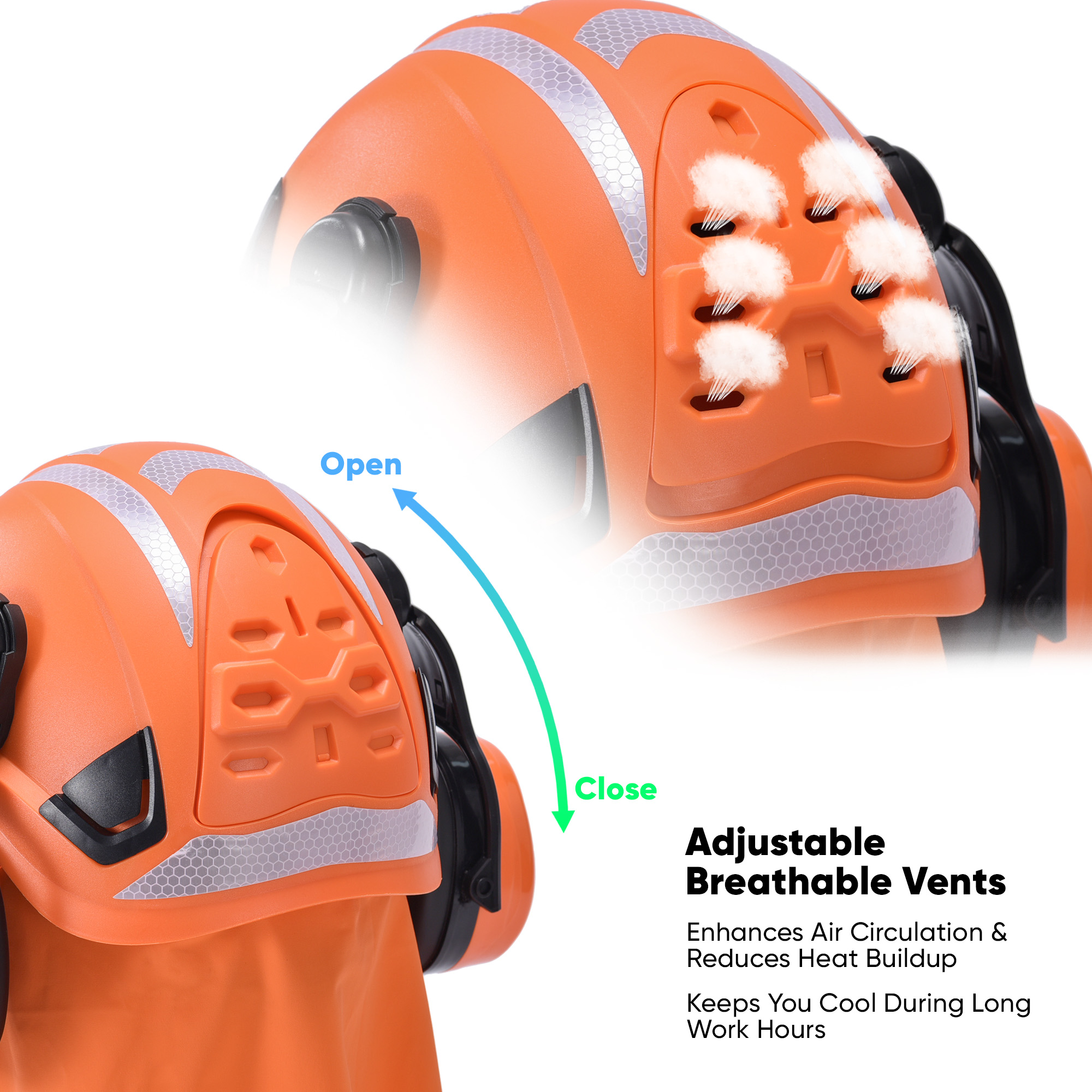 Schutzhelm mit Gesichtsschutz und Ohrenschützer M-5017 Orange