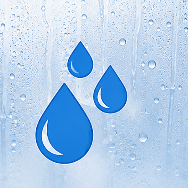 Wassertropfen veranschaulichen Feuchtigkeit, die zum Beschlagen der Linse beitragen kann
