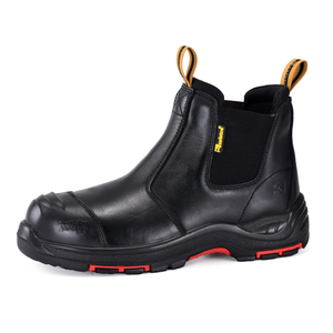 Schwarze Leder-Sicherheitsstiefel zum Hineinschlüpfen mit Verbundzehen- und Kevlar-Schutz | M-8025NBK